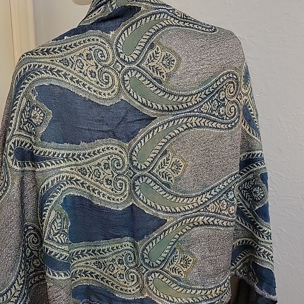 ISABELLA Paisley Jacquard Metallic Scarf Shawl Stole Blanket Wrap - Picture 6 of 10